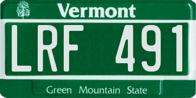 VT license plate LRF491