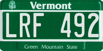 VT license plate LRF492
