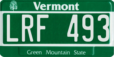 VT license plate LRF493