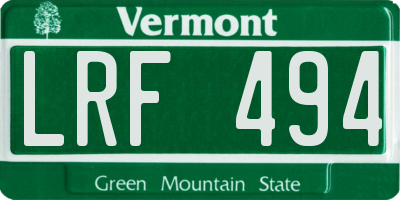 VT license plate LRF494