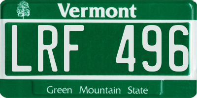 VT license plate LRF496