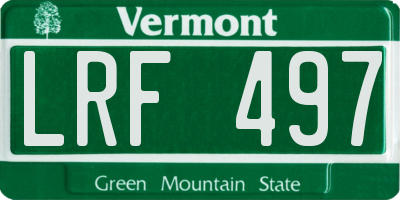 VT license plate LRF497