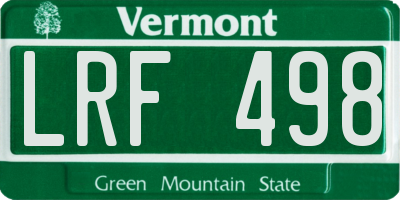 VT license plate LRF498
