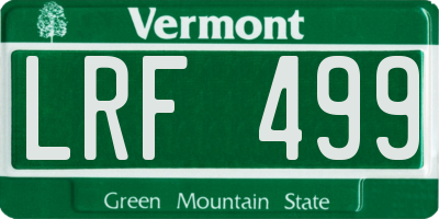 VT license plate LRF499