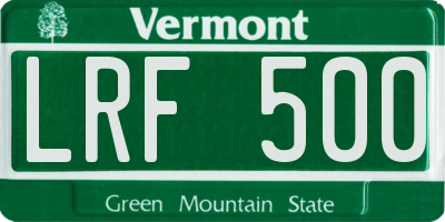 VT license plate LRF500