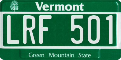 VT license plate LRF501