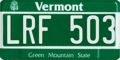 VT license plate LRF503