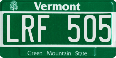 VT license plate LRF505