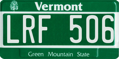 VT license plate LRF506