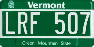 VT license plate LRF507