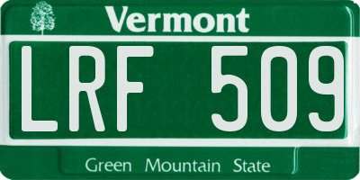 VT license plate LRF509