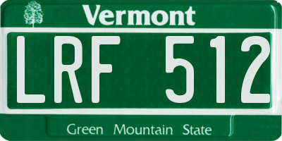 VT license plate LRF512