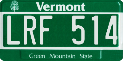VT license plate LRF514