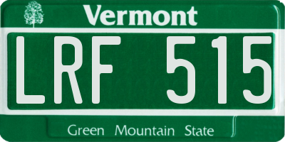 VT license plate LRF515