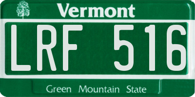 VT license plate LRF516