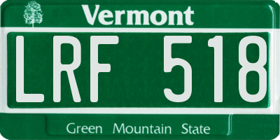 VT license plate LRF518