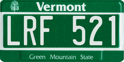 VT license plate LRF521