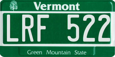 VT license plate LRF522