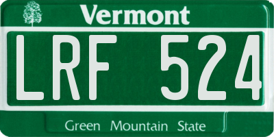 VT license plate LRF524