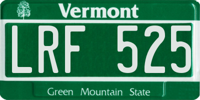 VT license plate LRF525