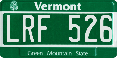 VT license plate LRF526