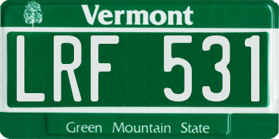 VT license plate LRF531