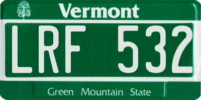 VT license plate LRF532