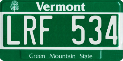 VT license plate LRF534