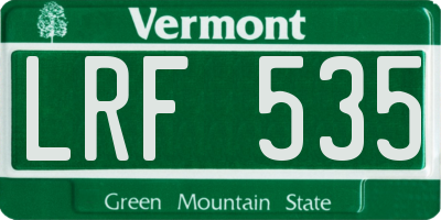 VT license plate LRF535