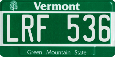 VT license plate LRF536