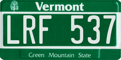 VT license plate LRF537