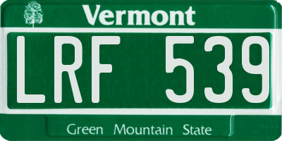 VT license plate LRF539