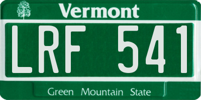 VT license plate LRF541