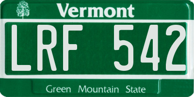 VT license plate LRF542