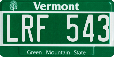 VT license plate LRF543