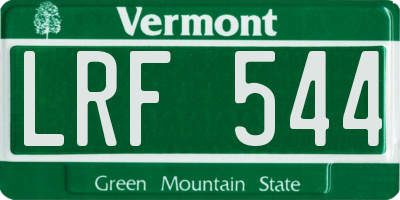 VT license plate LRF544