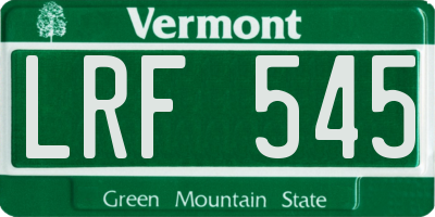 VT license plate LRF545