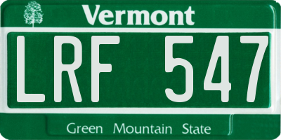 VT license plate LRF547