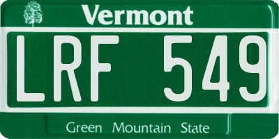 VT license plate LRF549