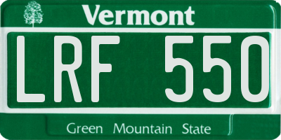 VT license plate LRF550