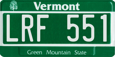 VT license plate LRF551