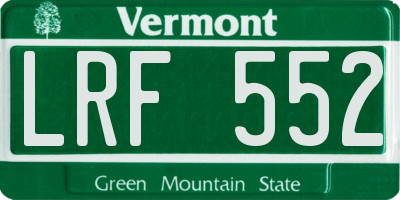 VT license plate LRF552