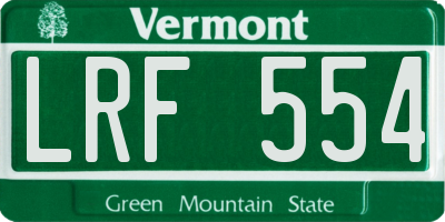 VT license plate LRF554