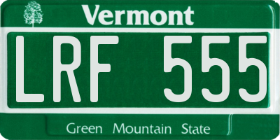 VT license plate LRF555