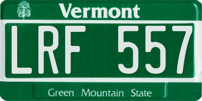 VT license plate LRF557