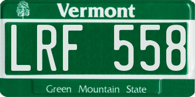 VT license plate LRF558