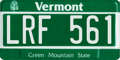 VT license plate LRF561