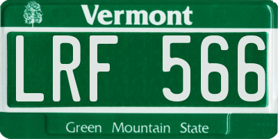 VT license plate LRF566