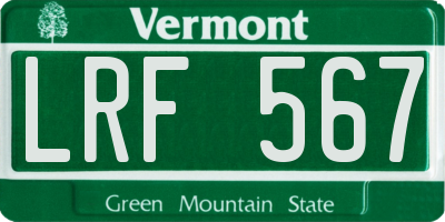 VT license plate LRF567