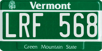 VT license plate LRF568